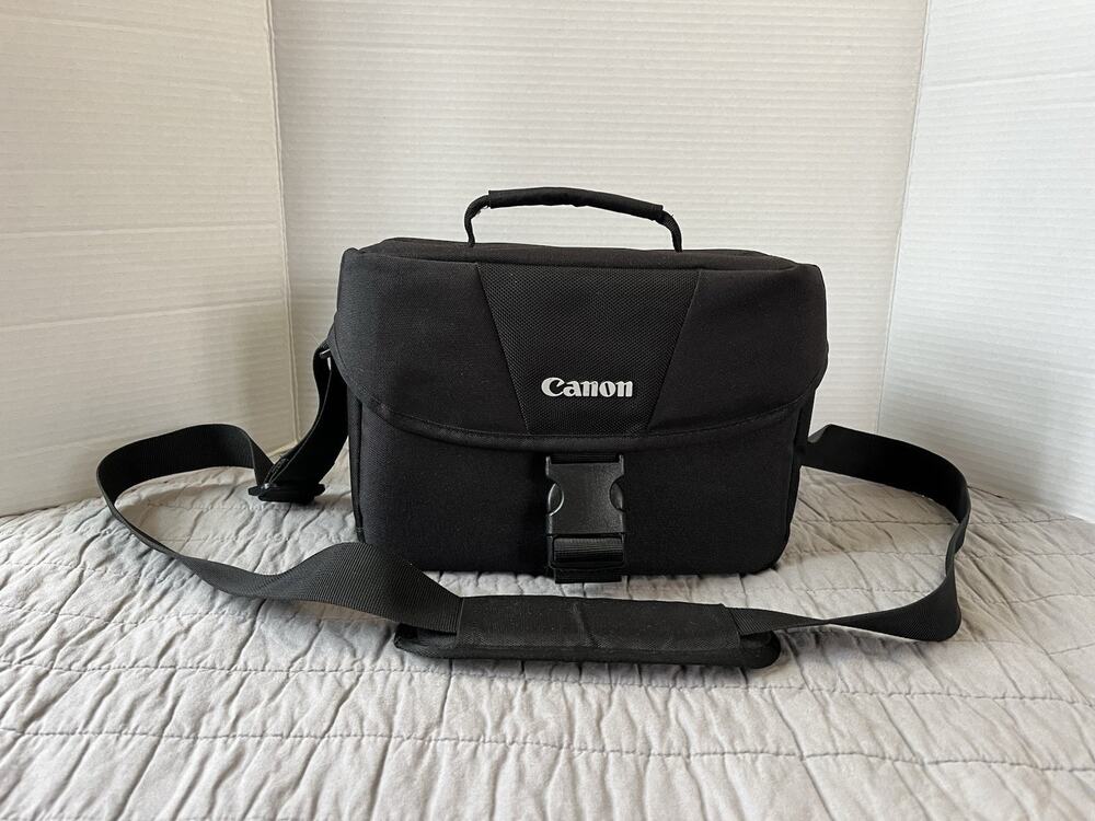 Canon Camera 200ES Padded Shoulder Bag Black Divider Carrying Case Front Pocket